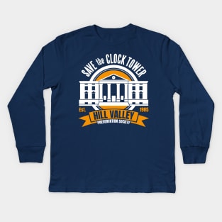 Back to the Future Save the Hill Valley Clock Tower Kids Long Sleeve T-Shirt